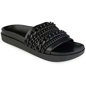 Kendall & Kylie Shiloh Slides  Black Chain Pool Slide Sandals Women's size 7.5 M